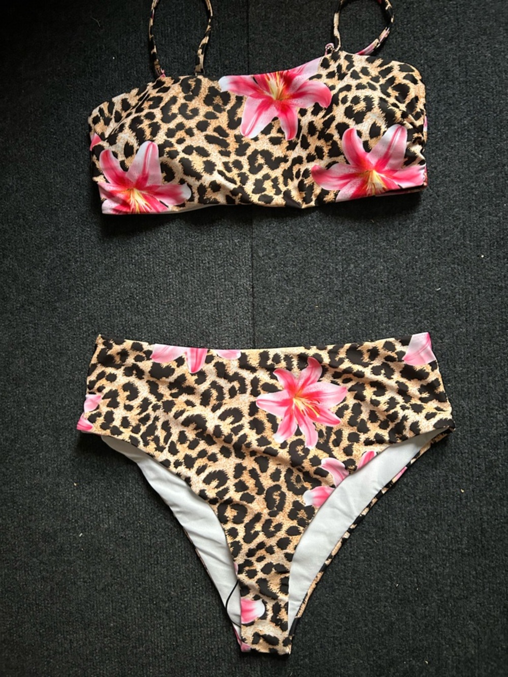 Leopard & Pink Floral Two-Piece Bikini